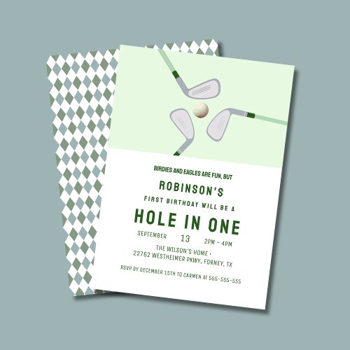 Modern Hole in One Par_tee golf birthday Invitation