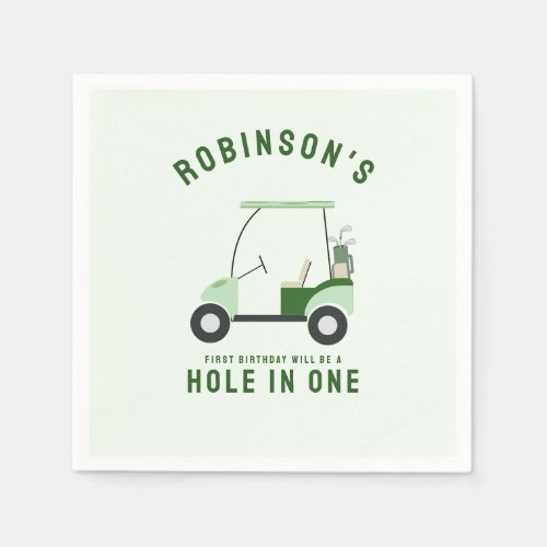 Modern Hole in One Par_tee golf birthday Napkins