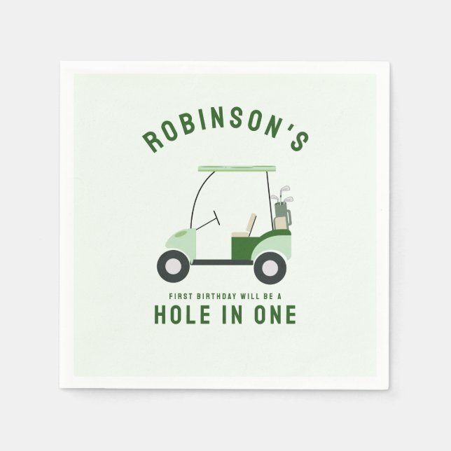 Modern Hole in One Par-tee golf birthday Napkins (Front)