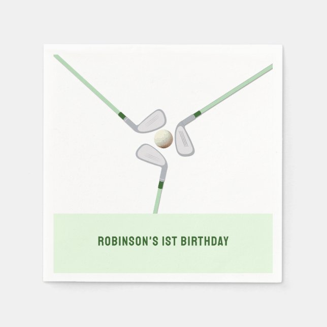 Modern Hole in One Par-tee golf Birthday  Napkins (Front)