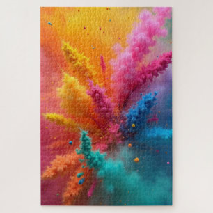 Modern Holi Colors in the Air Colorful Jigsaw Puzzle