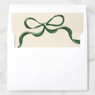 Modern Holiday Big Green Bow Christmas Envelope Liner