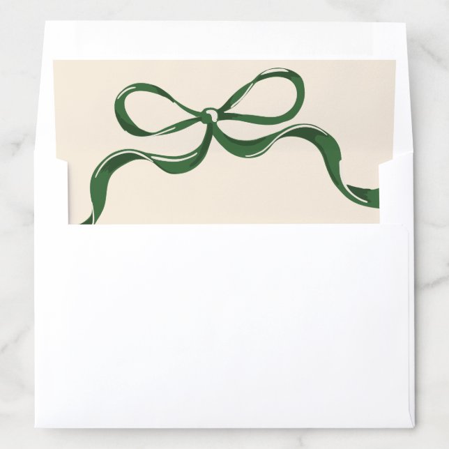 Modern Holiday Big Green Bow Christmas Envelope Liner (In Envelope)