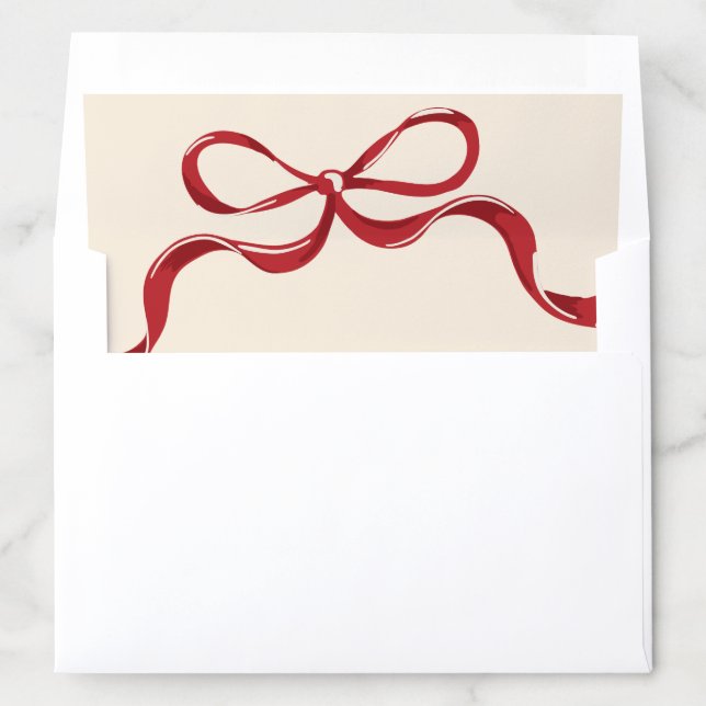 Modern Holiday Big RED Bow Christmas Envelope Liner (In Envelope)