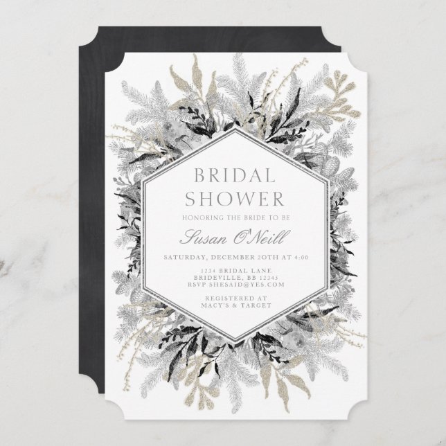 Modern Holiday Bridal Shower Invitation (Front/Back)