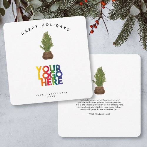 Modern Holiday Business Logo Christmas Tree Card