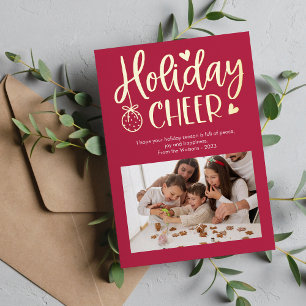 Modern Holiday Cheer Photo Foil Holiday Card