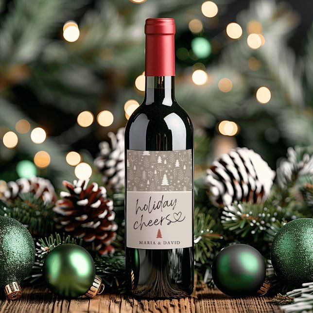 Modern Holiday Cheers Calligraphy Personalized Wine Label (Modern Holiday Cheers Calligraphy Personalized Wine Label)