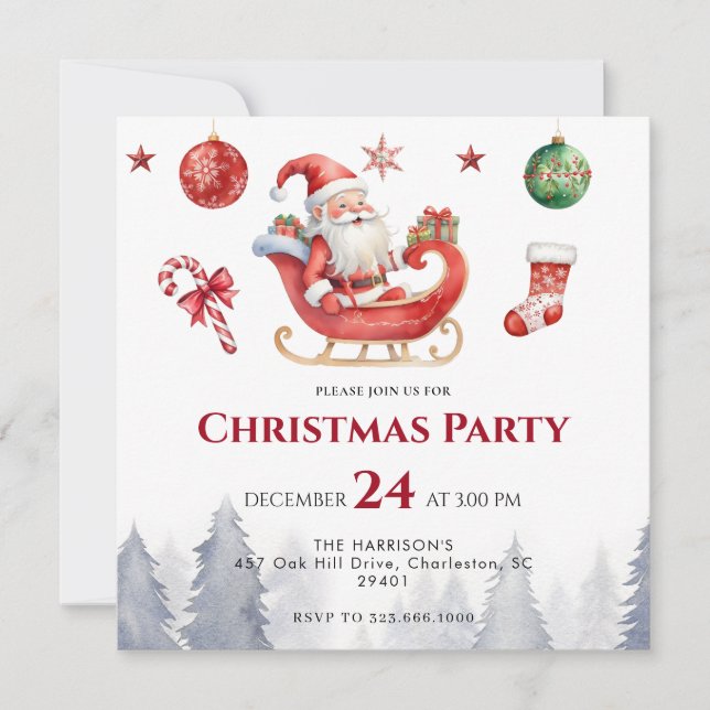Modern  Holiday Christmas Dinner Save The Date (Front)
