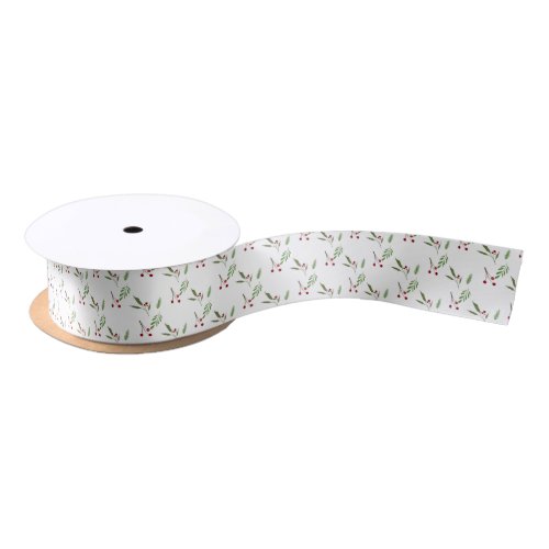 Modern Holiday Christmas Greenery Botanical Berry Satin Ribbon