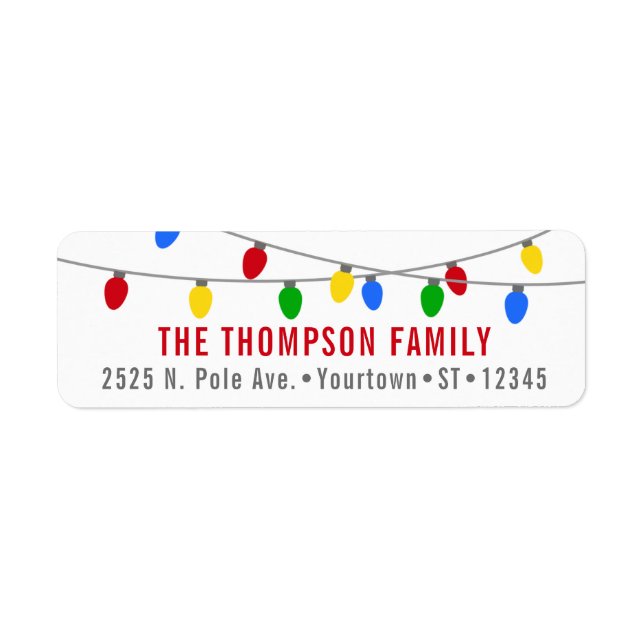 Modern Holiday Christmas Lights Label (Front)
