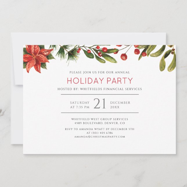 Modern Holiday Corporate Christmas Party Invitation (Front)