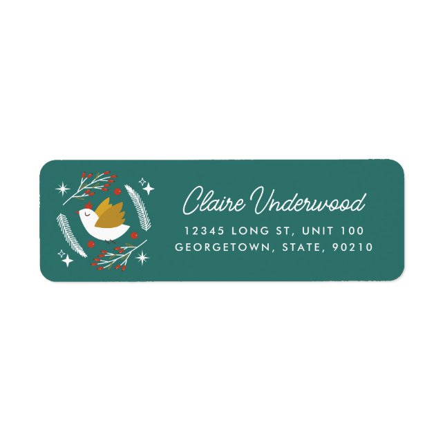 Modern Holiday Dove Teal Green Return Address Label (Front)