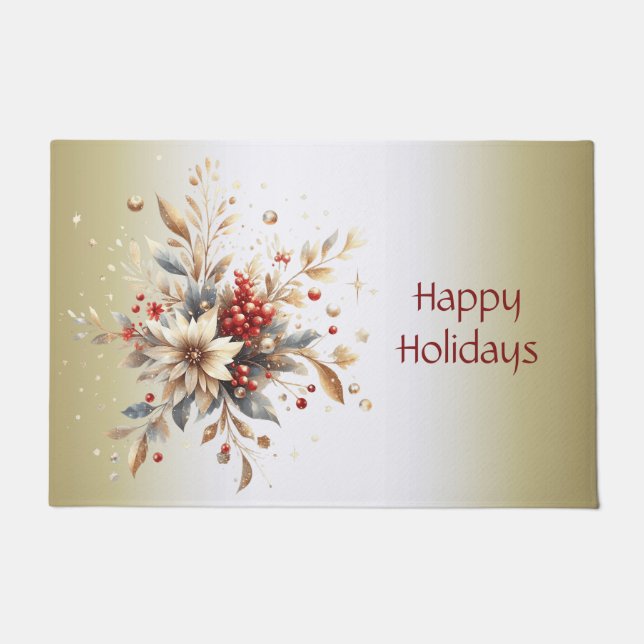 Modern Holiday Flowers Doormat (Front)