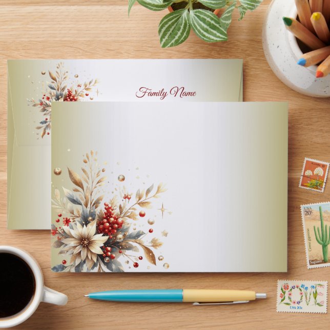 Modern Holiday Flowers Envelope (Desk)