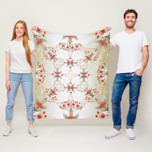 Modern Holiday Flowers Fleece Blanket