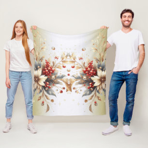 Modern Holiday Flowers Fleece Blanket