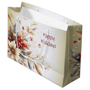 Modern Holiday Flowers Gift Bag