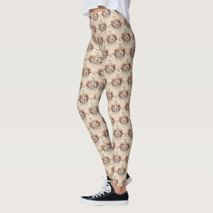 Modern Holiday Flowers Legging