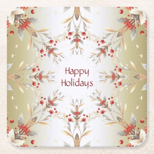 Modern Holiday Flowers Paper Coaster