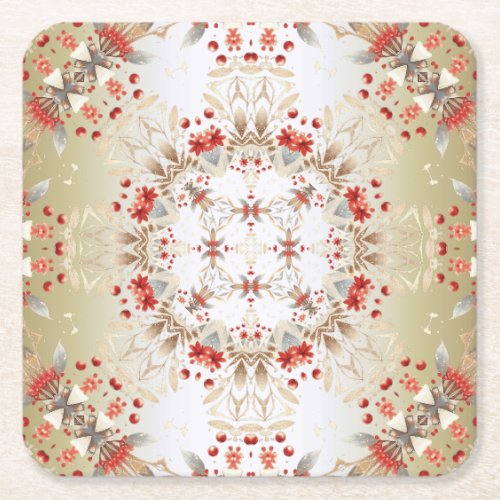 Modern Holiday Flowers Paper Coaster