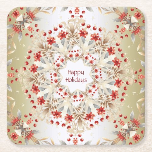 Modern Holiday Flowers Paper Coaster