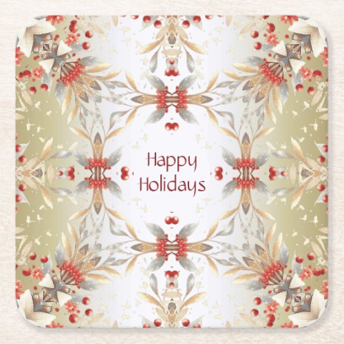 Modern Holiday Flowers Paper Coaster