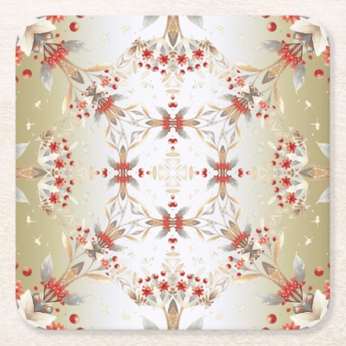 Modern Holiday Flowers Paper Coaster