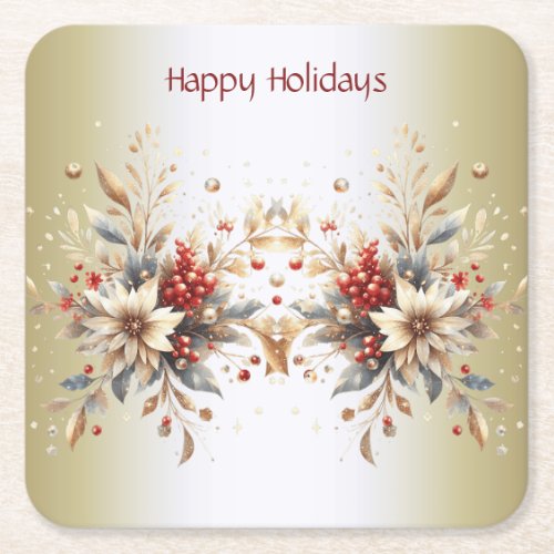 Modern Holiday Flowers Paper Coaster