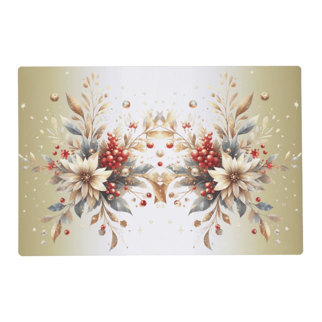 Modern Holiday Flowers Paper Placemat (Front)