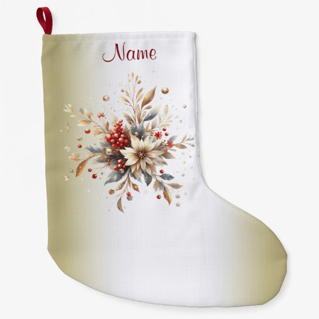 Modern Holiday Flowers Stocking (Front)