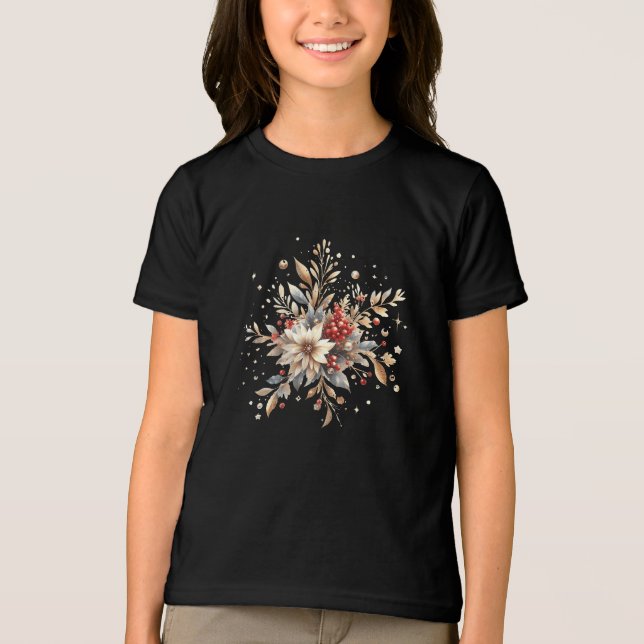 Modern Holiday Flowers T-Shirt Tri-Blend Shirt (Front)