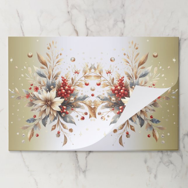 Modern Holiday Flowers Tearaway Placemat (Folded)