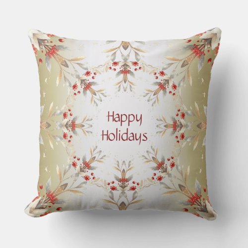 Modern Holiday Flowers Throw Pillow