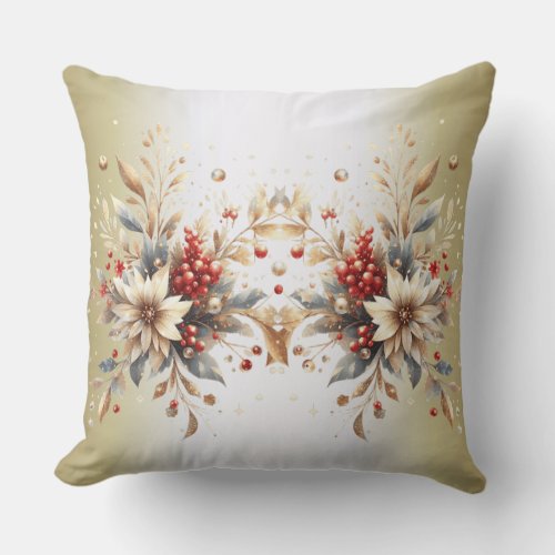 Modern Holiday Flowers Throw Pillow