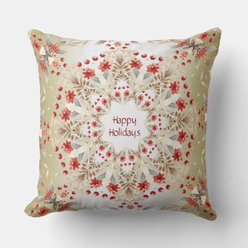 Modern Holiday Flowers Throw Pillow