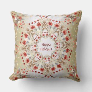 Modern Holiday Flowers Throw Pillow