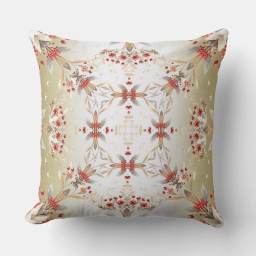 Modern Holiday Flowers Throw Pillow