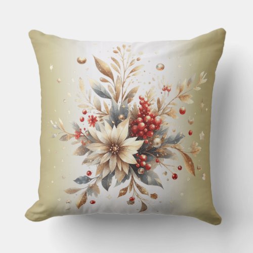 Modern Holiday Flowers Throw Pillow