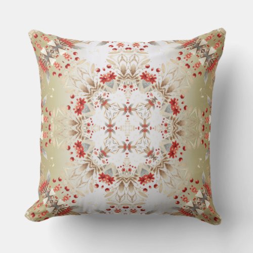 Modern Holiday Flowers Throw Pillow