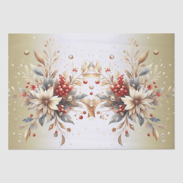 Modern Holiday Flowers Tissue Paper (Front)
