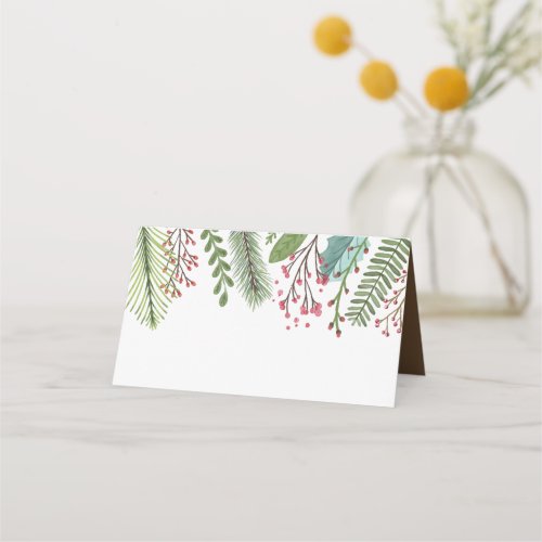 Modern Holiday Foliage  Holiday Place Card