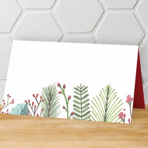 Modern Holiday Foliage Holiday Place Card