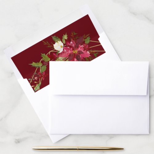 Modern Holiday Geometric Floral Wreath Envelope Liner