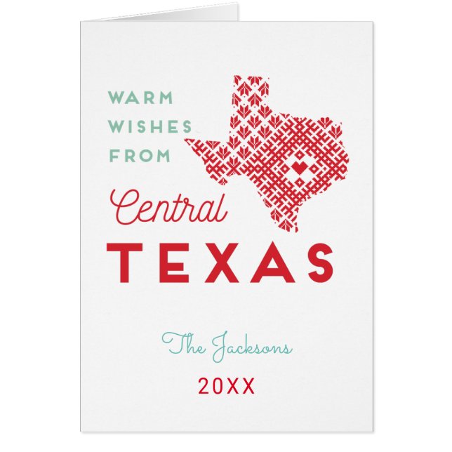 Modern holiday greetings from Central Texas Cards (Front)