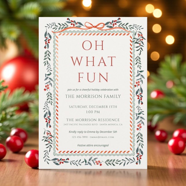 Modern Holiday Holly Christmas Party  Invitation (Creator Uploaded)