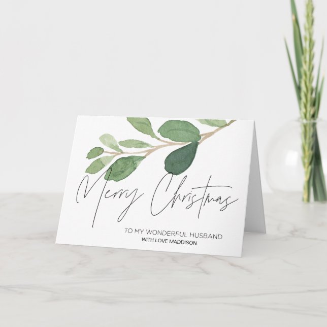 Modern Holiday Merry Christmas Card for Husband (Front)