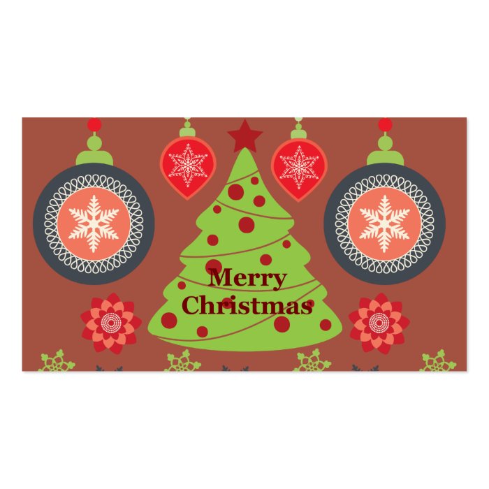 Modern Holiday Merry Christmas Tree Snowflakes Business Card Templates