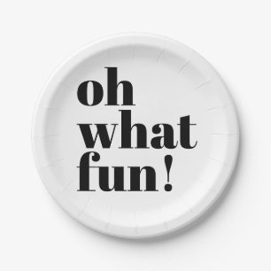 Modern Holiday Minimalist Fun Typography Paper Plates