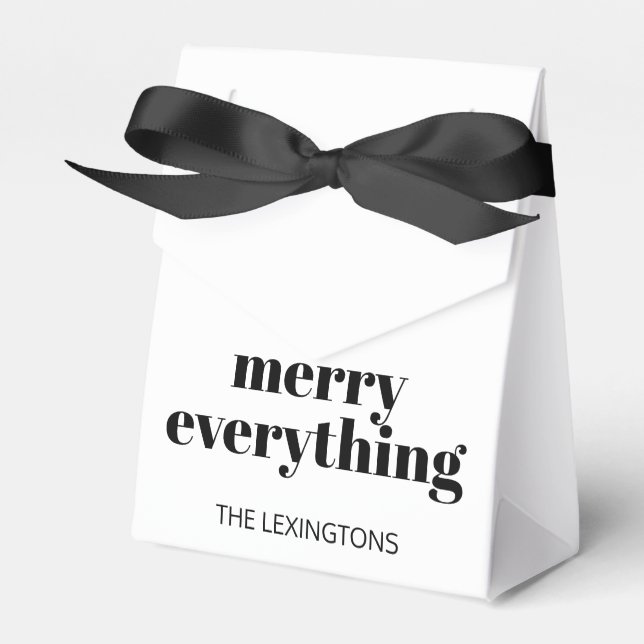 Modern Holiday Minimalist Merry Everything Favor Boxes (Front Side)